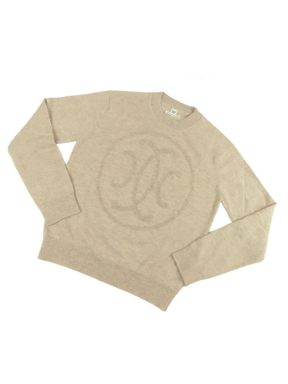 Hermes H Lift Beige Cashmere Knit Sweater Long Sleeve Top 40